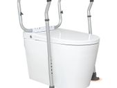 Toilet Safety Rail, Bathroom Toilet Seat Frame, Adjustable Width & Height Fit Most Toilets, Supports 300lbs, Toilet Handles Grab Bars with Padded Armrests for Handicap,