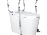 main image for ad Toilet Safety Rail, Bathroom Toilet Seat Frame, Adjustable Width &amp; Height Fit Most Toilets, Supports 300lbs, Toilet Handles Grab Bars with Padded Armrests for Handicap,