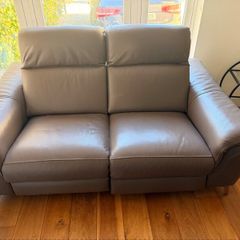 Taupe Leather Reclining Sofa Suite