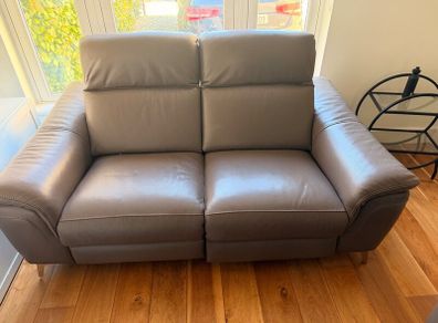 Taupe Leather Reclining Sofa Suite