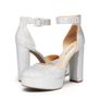 Brand New DREAM PAIRS Block Heel Wedding Pumps - Glitter Silver Image 3
