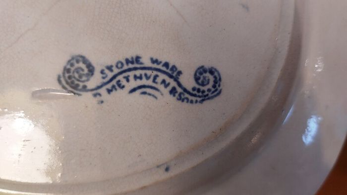 Beautiful Antique Blue and White Transferware Willow Pattern Small Platter, by D. Methven & Sons, Kirkaldy, Scotland, Circa 1847-1864
