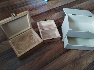 Set of 3 wooden storage boxes
