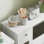 Kitchen cabinet with cable hole, chest with 2 cabinets, open compartment, drawer, 80 x 35 x 72.2 cm, particleboard, white Image 5
