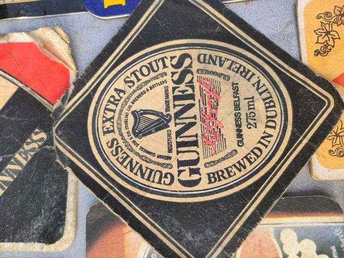 Vintage beer mat collage