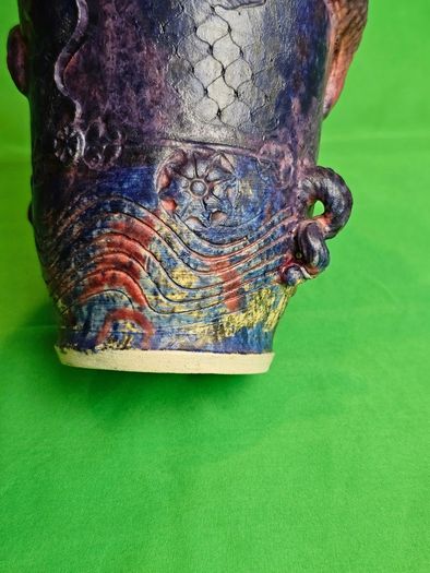 Michael Kennedy Sligo Studio Pottery Vase , Irish Ceramic Art, Ram Horn Handles