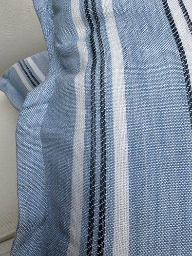 New 52cm x 52cm Oxford style Cambridge blue, French navy and white outdoor cushion
