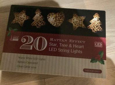 20 Rattan Christmas Battery Lights