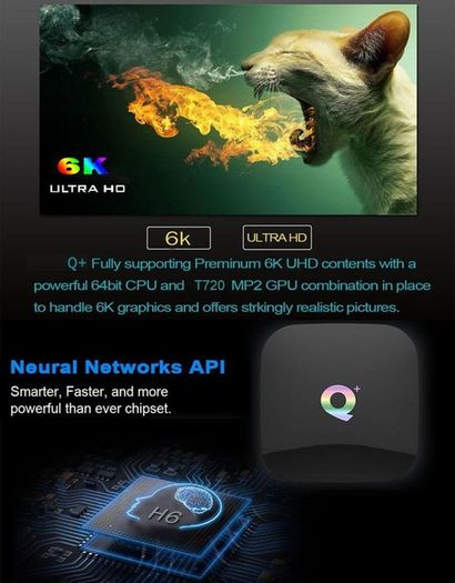 Brand New Q Plus Smart TV Box Android 9.0 Allwinner H6 4GB/32GB 6K H.265 Media Player U2W8