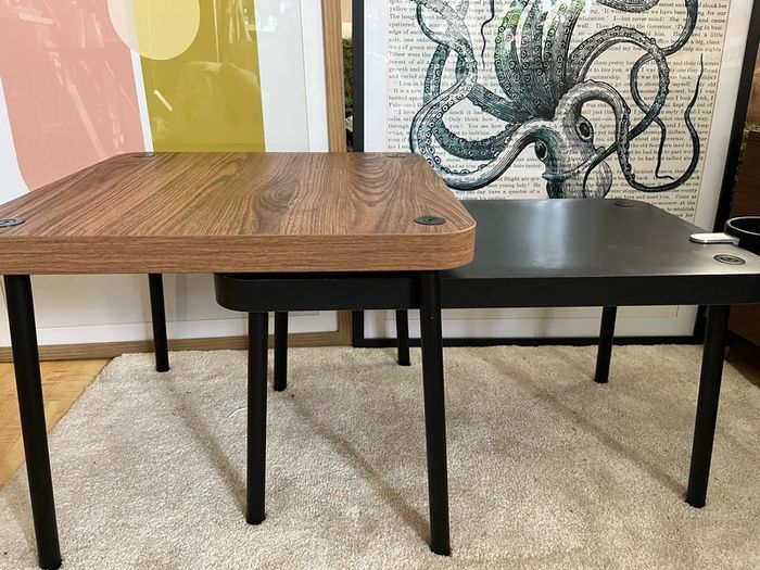 Modern Nesting Side Tables Wood & Black