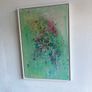 Large Abstract Painting FRAMED Pretty Green Abstract Floral Painting Original artwork Image 5