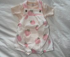 Fred and Flo Baby Girl Strawberry 2 Piece Outfit - size 3-6 months
