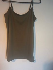 Olive string vest.