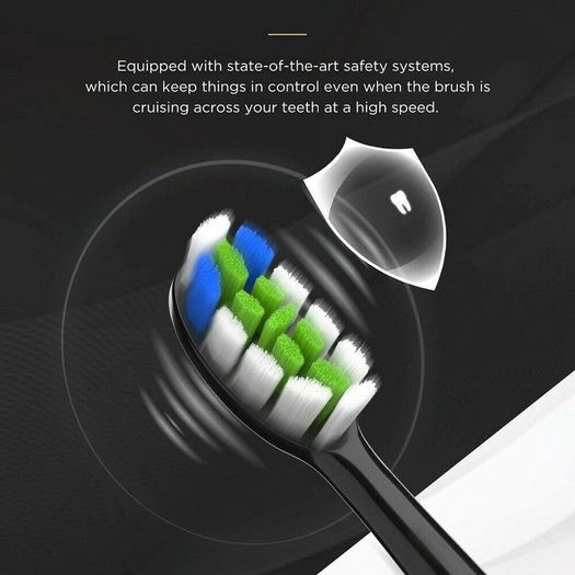 Whitening Electric Toothbrush Rechargeable USB ADA Accepted Waterproof IPX7 Clean 4 Heads and 1 Travel Case