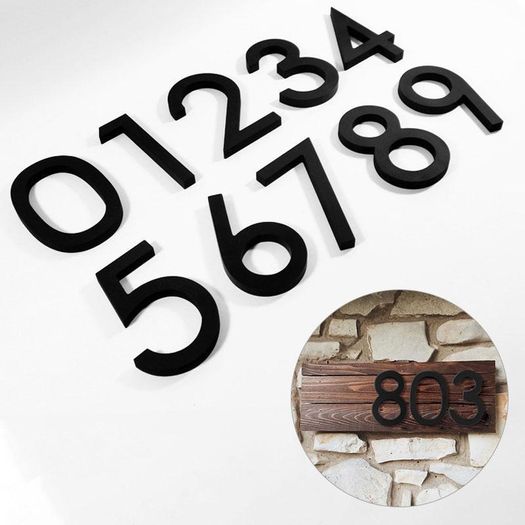 1PC Floating House Number Doorplate Acrylic Mailbox Sign Home Address Plaque Number Sign Plate 0-9  Matte Black Floating House Number Sign