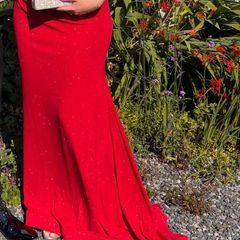 Dani's Closet red sparkly cross back debs dress