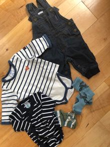Polarn O Pyret newborn baby bundle bodysuit, dungarees,socks 56 cm