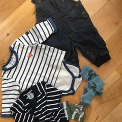 Polarn O Pyret newborn baby bundle bodysuit, dungarees,socks 56 cm