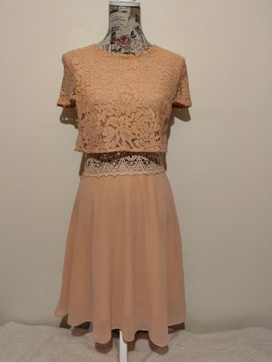 BOOHOO  lace top chiffon skater dress NEW WITH TAGS
