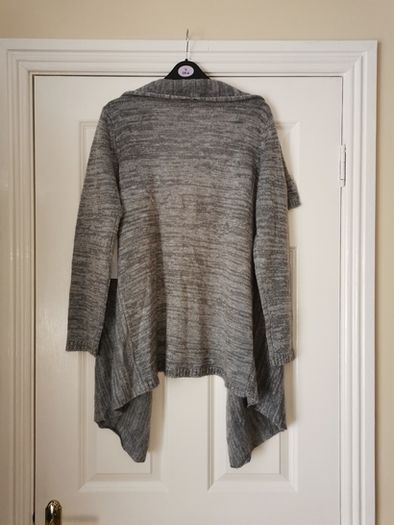 Grey Knitted Waterfall Cardigan