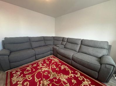 Mila Large Corner Sofa with Console and Power Recliner - Grey