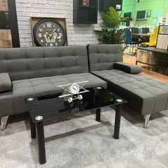 Dark grey fabric Nordic Comfort Chaise Sofa,198cm