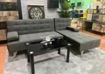 Scandi Vibes Corner Sofa Bed with a Twist, Dark grey black fabric