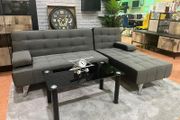 Scandi Vibes Corner Sofa Bed with a Twist, Dark grey black fabric