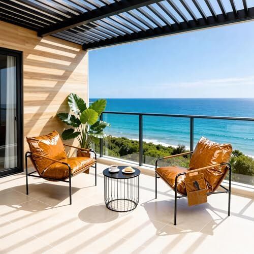 Faux leather Armchair Comfy Accent Chair with Sturdy Metal Frame Wood Armrest And bag Living Room chairs Soft Cushion Lounge couch sofa Chair Oversized Reading chair for Bedroom Patio Porch