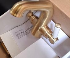 Brushed brass tap