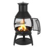 22 Inch Chiminea Outdoor Iron Fireplace with Grill Mesh & Chimney Coat Image 8