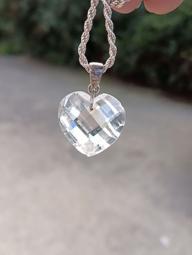 Stunning Large Cubic Zirconia Love Heart on Heavy Sterling Silver Chain