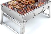 Stainless Steel BBQ Barbecue Grill , Portable Folding Charcoal BBQ Grill Table Desktop Barbecue Smoker Grill for Outdoor Picnic Garden Terrace Camping Trip