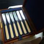Antique Walker and Hall Silver Plate Fish Knives and Forks. Set of 6 in Fitted Wooden Box Image 3