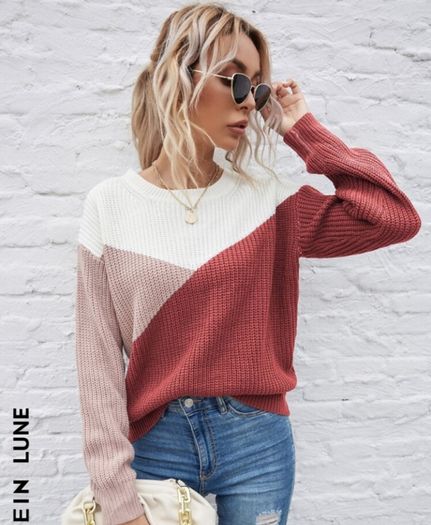 Color Block Drop Shoulder Sweater