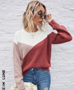 Color Block Drop Shoulder Sweater
