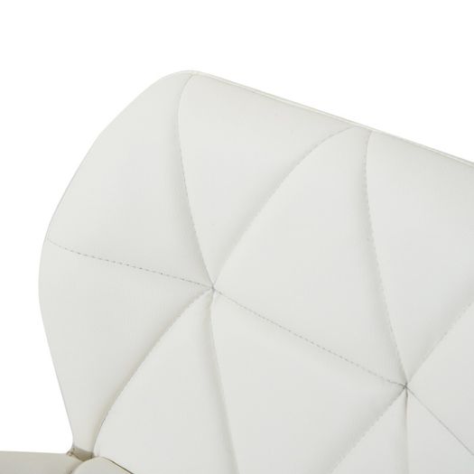 NEW SALE | Leather Rhombus Design Bar Stool with Adjustable Height - White