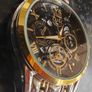 Luxury Two Tone Gold & Silver Watch Mens Skeleton Dial Image 5