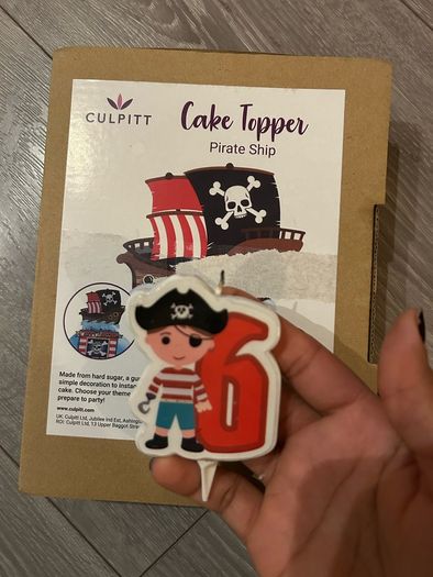 pirate ship cake topper and candle no 6
