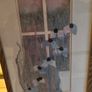 Lovely framed pictuer of modern art A print with added wool and flower's not signed. Image 6