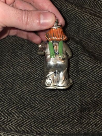 925 Sterling Silver Italian Clown Playing Violin Statue