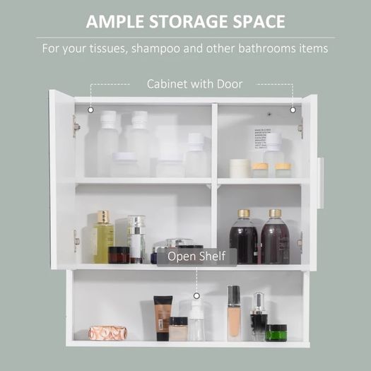 Bathroom Mirror Cabinet, Wall Mounted Storage Cupboard Organizer with Double Doors and Adjustable (FREE SHIPPING)
