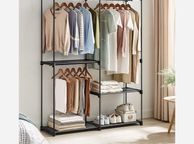 main image for ad Open wardrobe  wardrobe open, clothes rack, clothes rail, wardrobe, 43 x 138 x 182 cm, 3 hanging compartments, plenty of space, for bedroom, living room, black