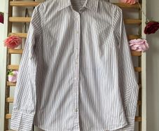 shirt j crew 100% cotton white striped shirt