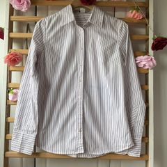 shirt j crew 100% cotton white striped shirt