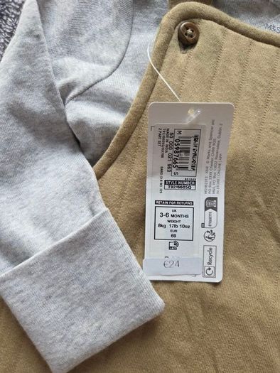 3-6m, With Tags Girls M&S Dungarees with Wings and Bodysuit included