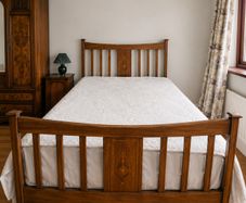 Antique Double Bed in Walnut with decorative inlay