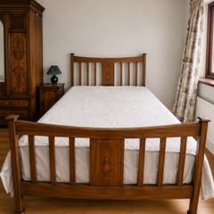 Antique Double Bed in Walnut with decorative inlay