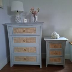 bedroom furniture  bedside locker and chest of drawers.