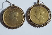 coin earrings ext. rare variant 1825 and 1826 UK shillings